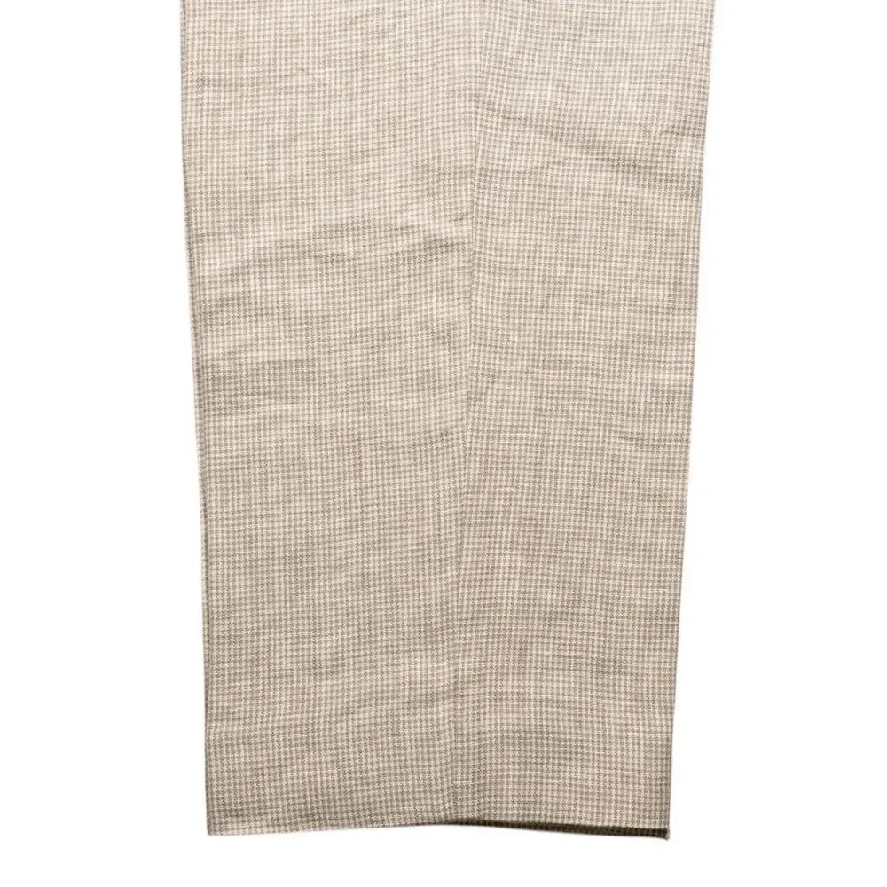 J.Crew Mens Dress Pants Beige Check 100% Linen Thompson Tapered Flat Front 38x31